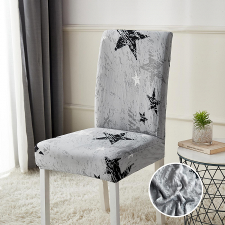 HUSE CANAPELE & SCAUNE - Set 4 Huse Scaune - Gri Cu Stelute