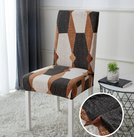 HUSE CANAPELE & SCAUNE - Set 4 Huse Scaune - Maro cu  Alb