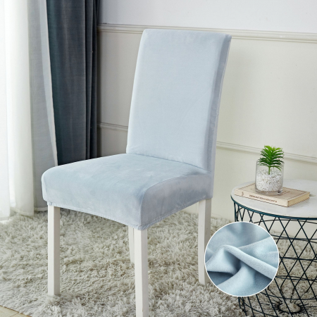 HUSE CANAPELE & SCAUNE - Set 6 Huse Scaune UNI Catifea - Bleu Deschis