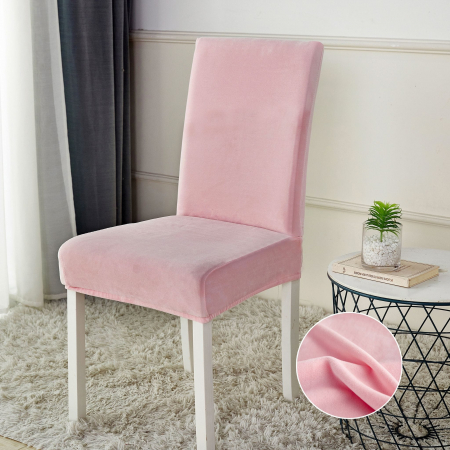 HUSE CANAPELE & SCAUNE - Set 6 Huse Scaune UNI Catifea - Roz Pudra