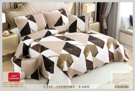 CUVERTURI - Set Cuvertura 5 Piese - Bej Cu Forme Geometrice