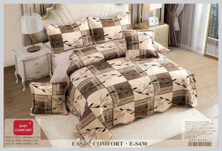 CUVERTURI - Set Cuvertura 5 Piese - Patrate Bej Si Maro