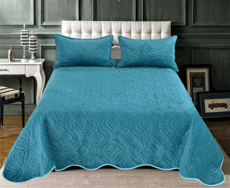 CUVERTURI - Set Cuvertura Din Catifea 3 Piese - Albastru