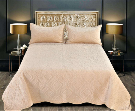 LICHIDARE DE STOC - Set Cuvertura Din Catifea 3 Piese - Crem