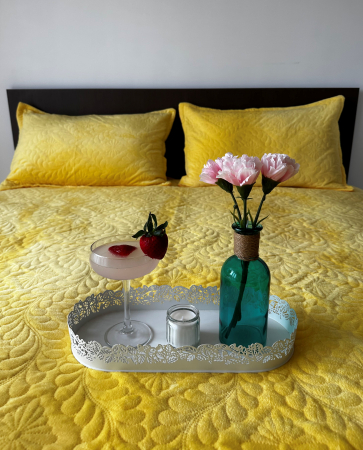 Set Cuvertura Din Catifea 3 Piese - Galben [2]