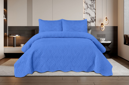 CUVERTURI - Set Cuvertura Din Catifea 3 Piese - Bleu
