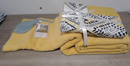 Set Lenjerie 100% Bumbac Ranforce Si Patura  ELART - Traditional Yellow [3]