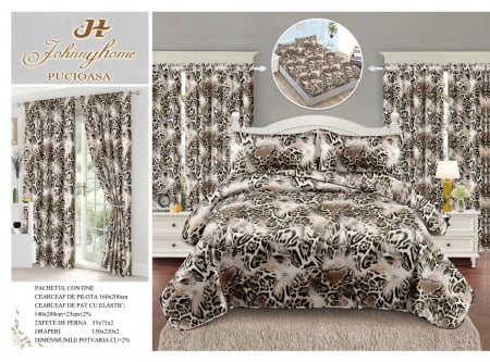 Cearceaf cu elastic - Set Lenjerie Si Draperii  Bumbac Tip Finet 1 Persoana Cu Elastic - Animal Print