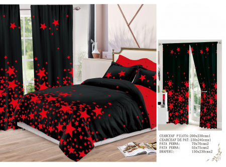 Set Lenjerie Si Draperii  Bumbac Tip Finet - Negru Stelar [1]