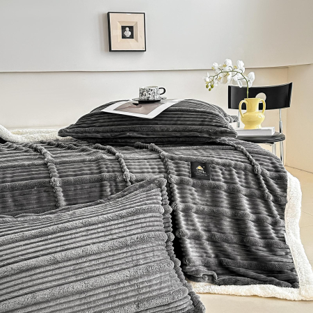 Set Patura Cocolino Cu Blanita si Fete De Perna - Gri Antracit [4]