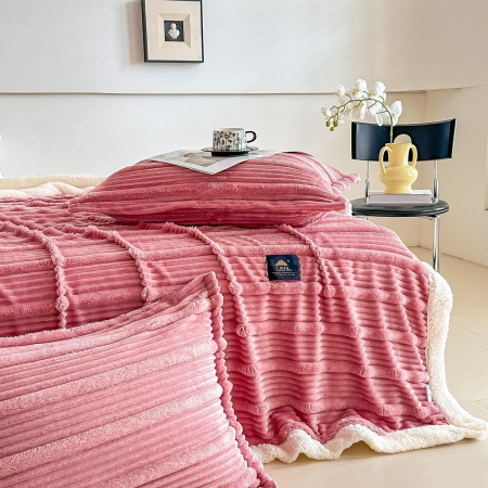 Set Patura Cocolino Cu Blanita si Fete De Perna - Roz [3]