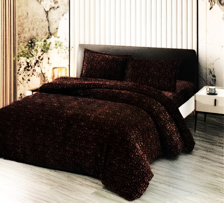 PĂTURI - Set Patura Cocolino Cu Blanita si Fete De Perna - Maro Inchis