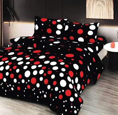 PĂTURI - Set Patura Cocolino Cu Blanita si Fete De Perna - Neagru Cu Buline