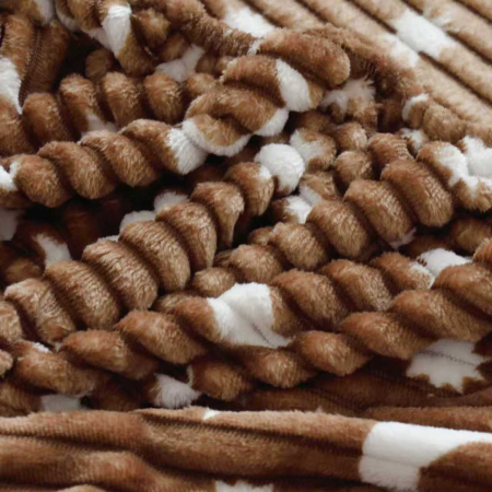 Set Patura Cocolino 200x230cm si Fete de Perna Model Gofrat cu Stelute - Maro [4]