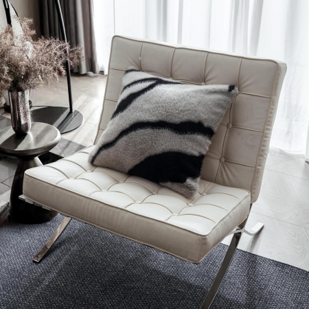 Set Patura Cu Fermoar Si Fete De Perna Blana Artficiala Nurca - Gri Dungi Negre [2]