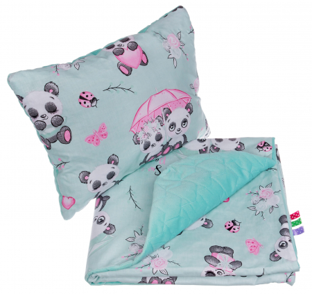 Pentru Bebelusi - Set Patura + Pernuta Bebelusi - Sweet Panda