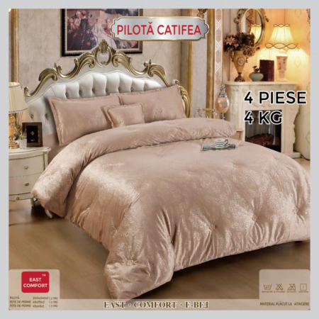 Pilote - Set Pilota Catifea 4 Piese - Bej Sidef