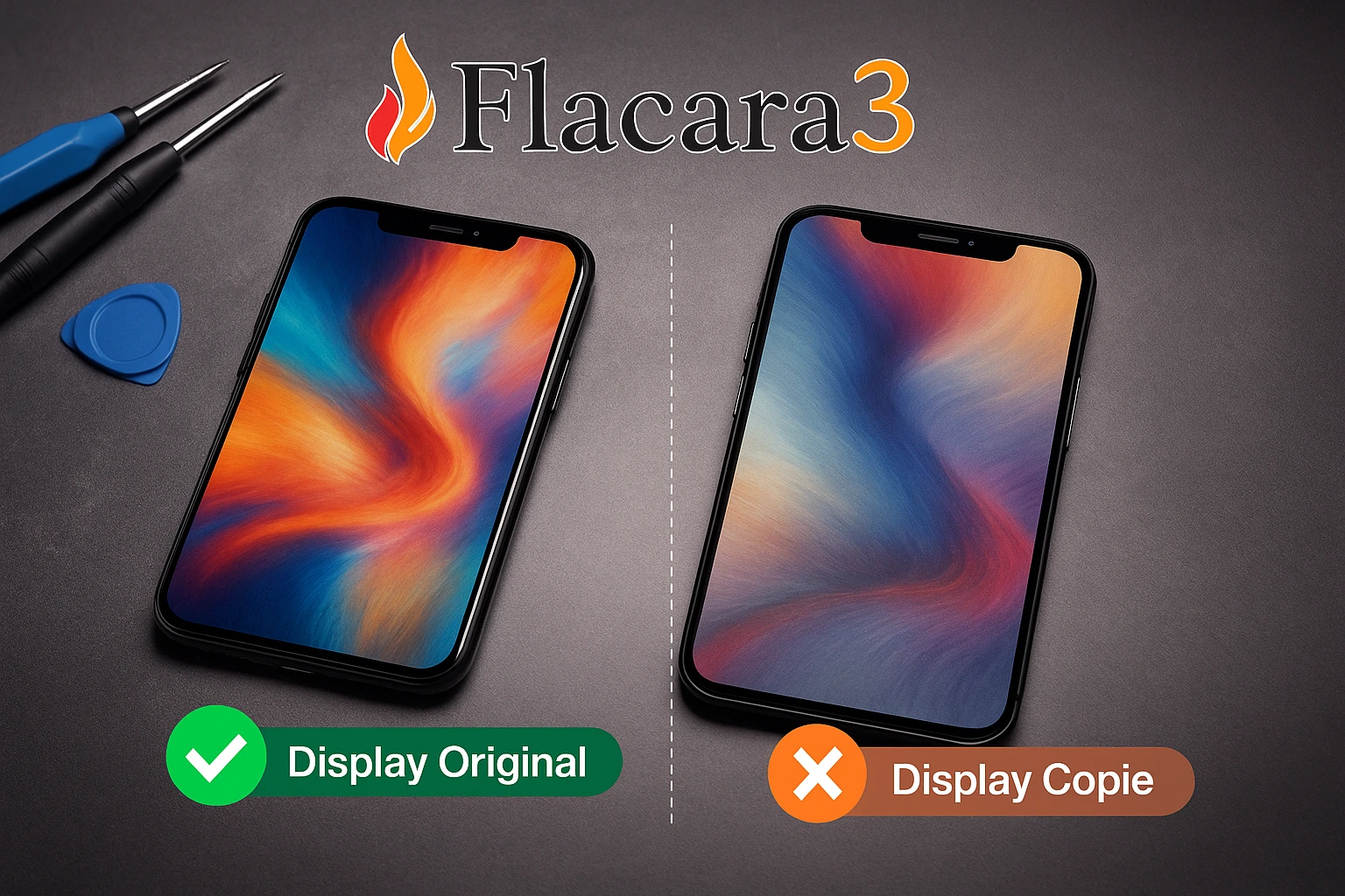 Care sunt diferentele dintre un display original și un display copie (replica)/aftermarket?