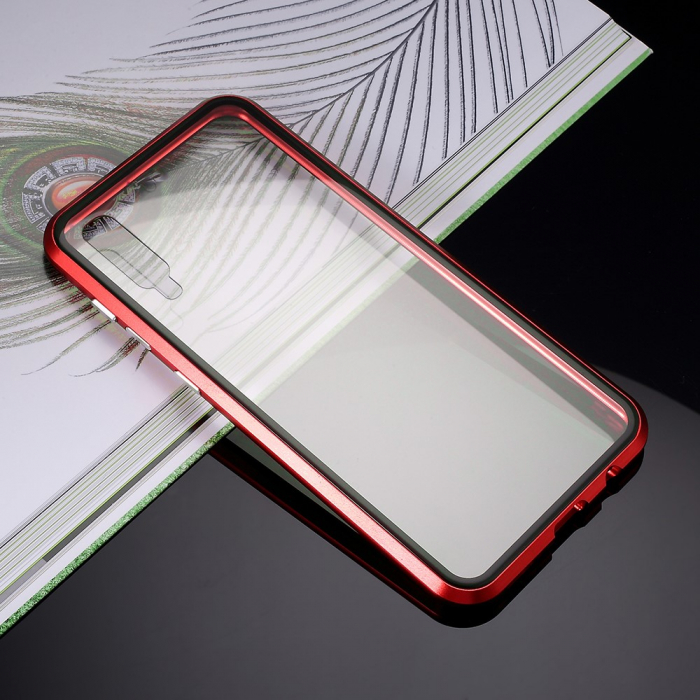 Bumper magnetic sticla fata-spate Samsung A50 - Rosu [3]
