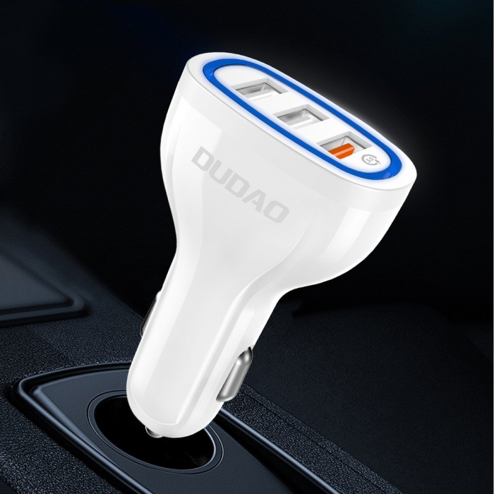 Incarcator auto Dudao Quick Charge 3.0 QC3.0 2.4A 18W 3xUSB [2]