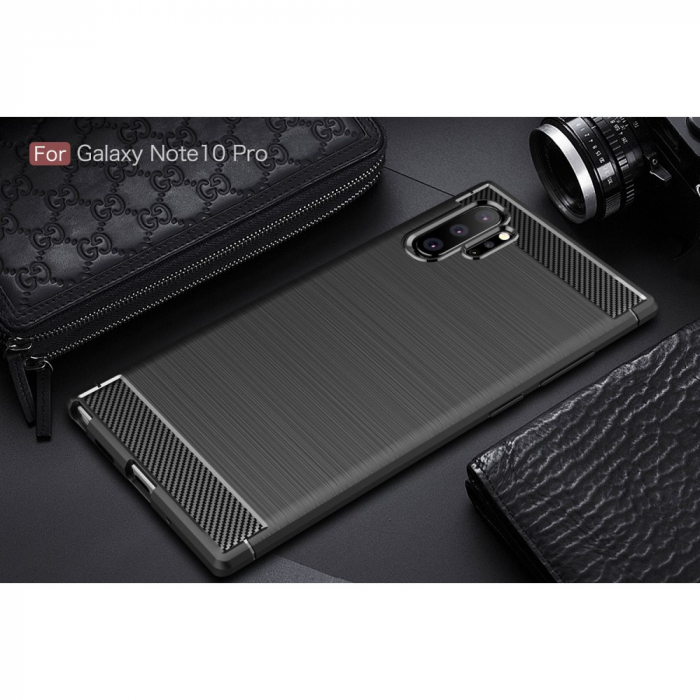 Husa silicon carbon Samsung Note 10 plus, Negru [3]