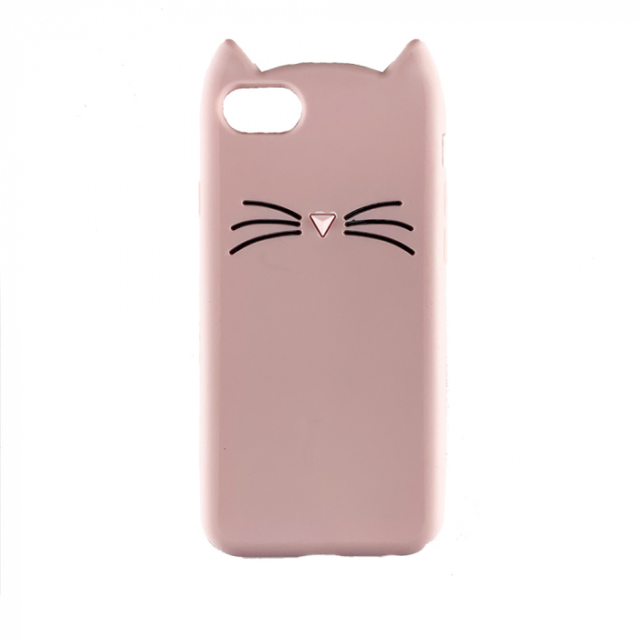 Husă Silicon iPhone 7/8/SE2 model Pisică, Roz [2]