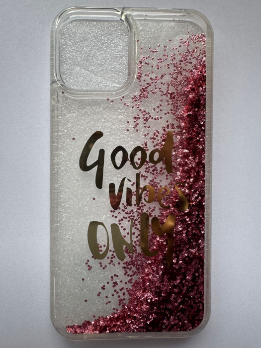 Husa silicon lichid sclipici iPhone 12/12 Pro, Roz [1]