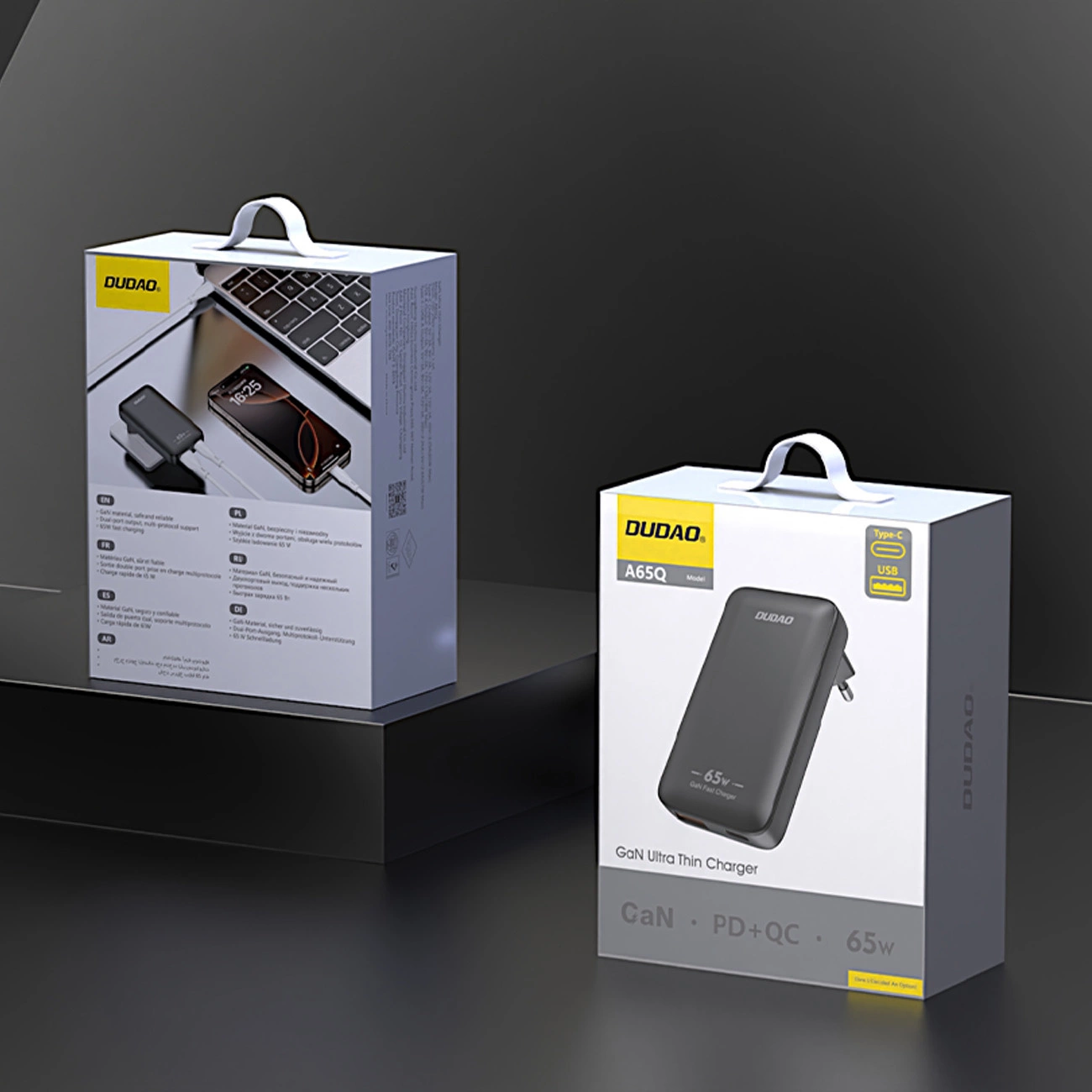 Încărcător de perete GaN Dudao A65Q 65W USB-A / USB-C PD - Negru [2]