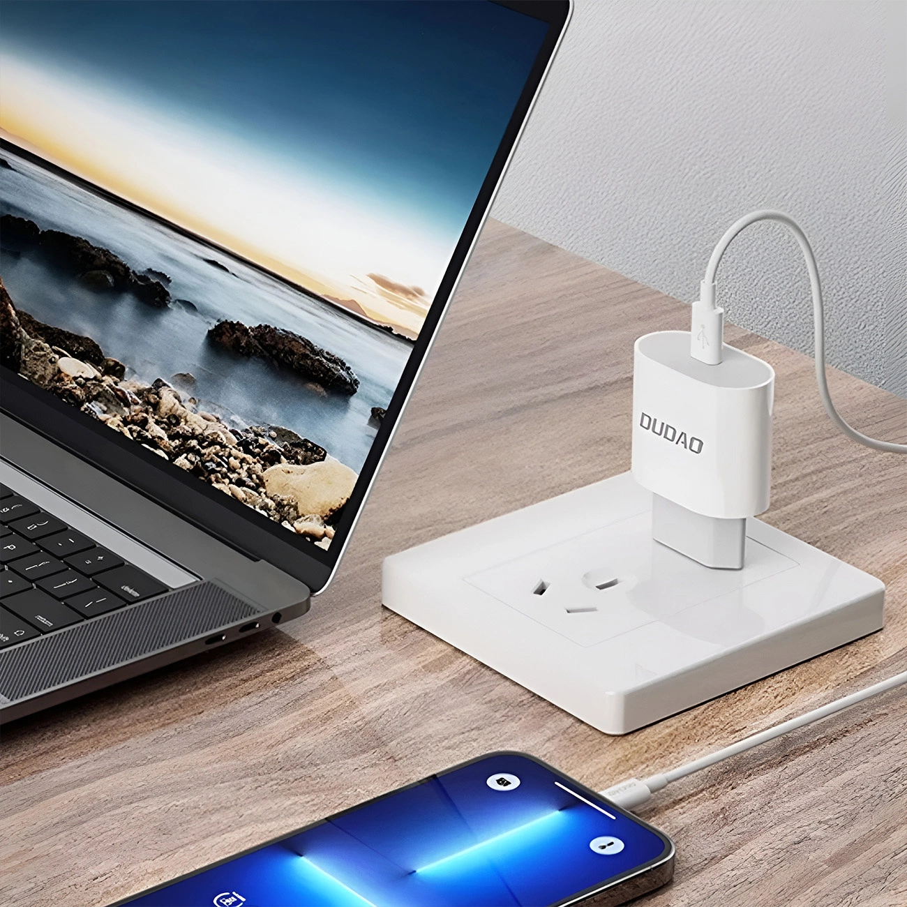 Încărcător Dudao A14EUC PD 20W USB-C pentru perete cu cablu - Alb [2]