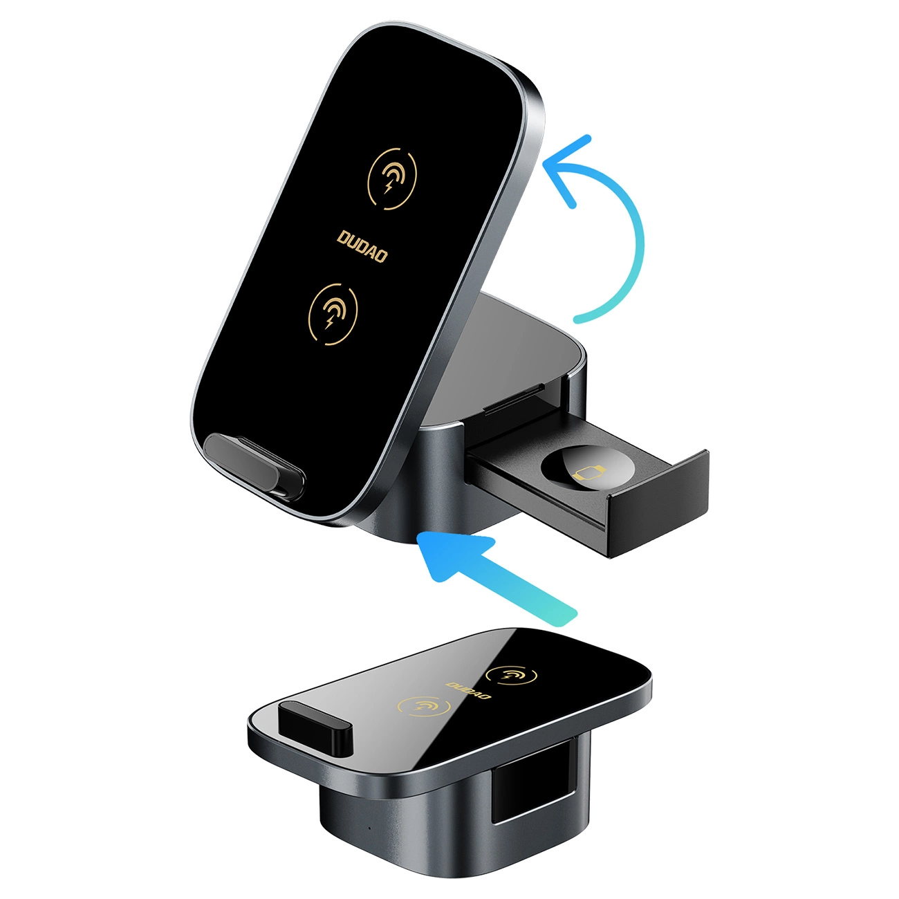 Dudao A11Pro+ 15W Încărcător inductiv 3 în 1 pentru telefon / smartwatch / căști – Negru [2]