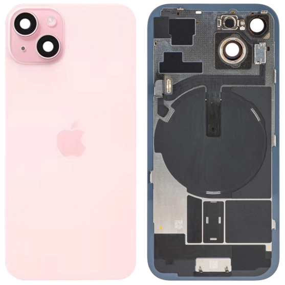 Spate telefon: Capac baterie Iphone 15 cu Lentile si Magnet, Roz [1]