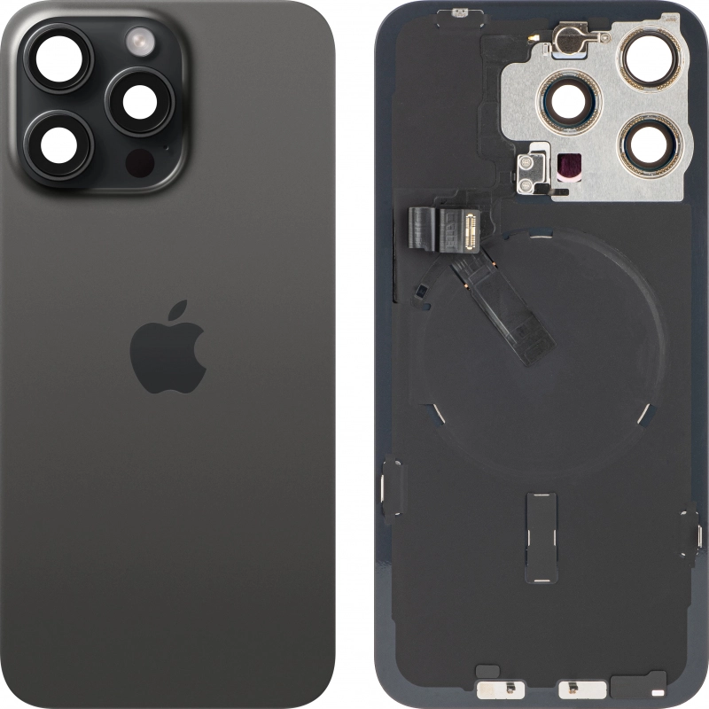 Spate telefon: Capac baterie Iphone 15 Pro Max cu Lentile si Magnet, Negru [1]