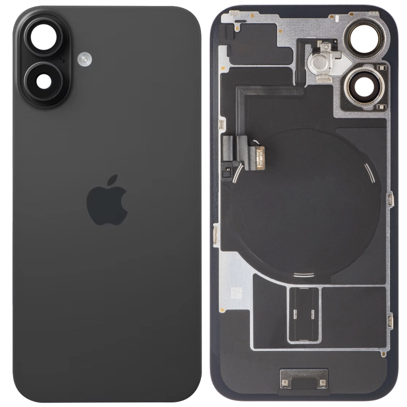 Spate telefon: Capac baterie Iphone 16 cu Lentile si Magnet, Negru [1]