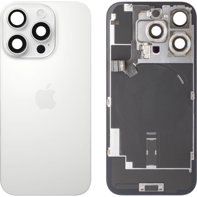 Spate telefon: Capac baterie Iphone 16 Pro cu Lentile si Magnet, Alb [1]