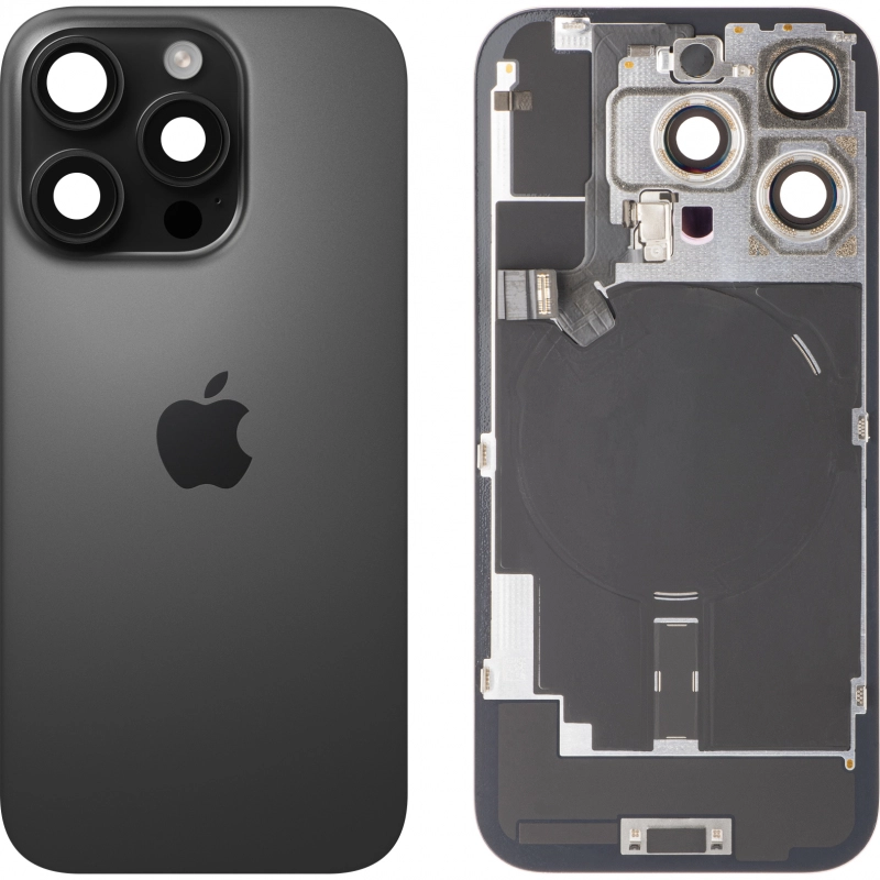 Spate telefon: Capac baterie Iphone 16 Pro cu Lentile si Magnet, Negru [1]