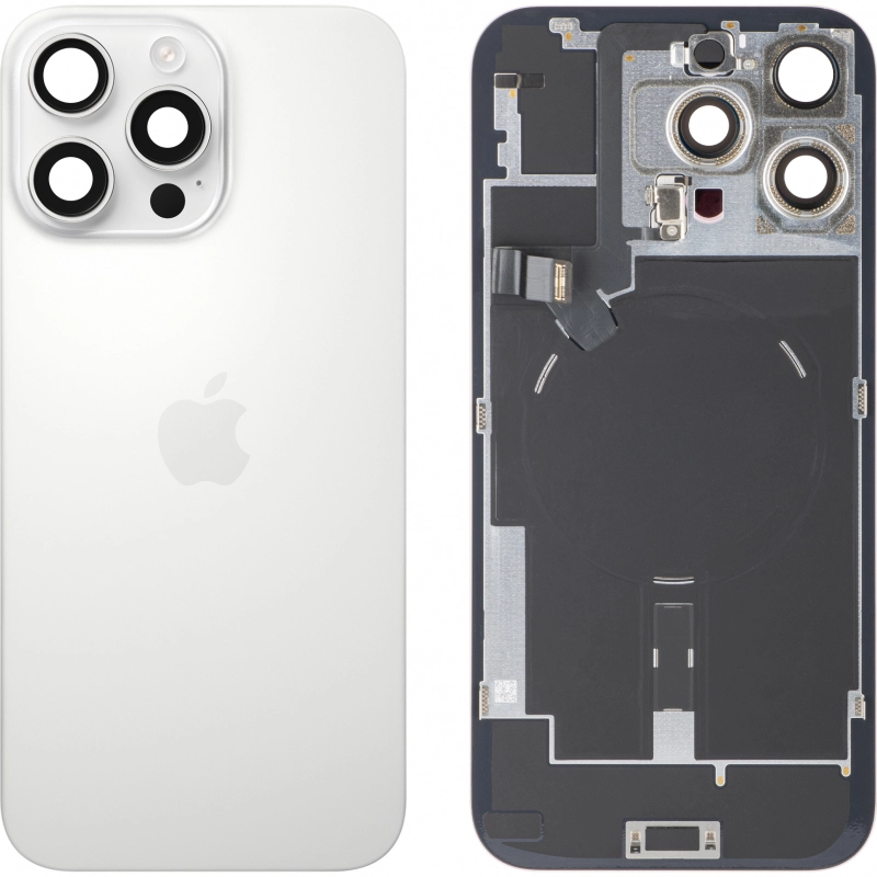 Spate telefon: Capac baterie Iphone 16 Pro Max cu Lentile si Magnet, Alb [1]