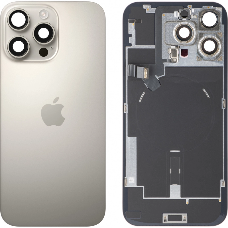 Spate telefon: Capac baterie Iphone 16 Pro Max cu Lentile si Magnet, Natural [1]