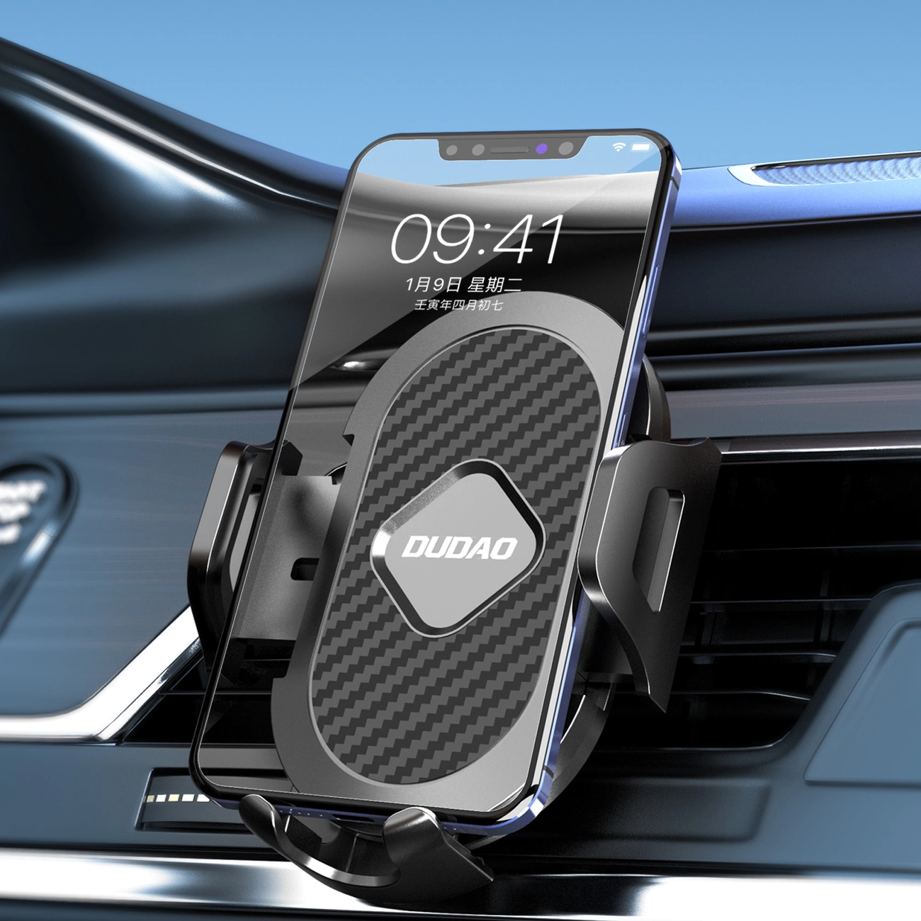 Suport pentru smartphone Dudao F2+ pentru grila de ventilație, cu clemă – Negru [2]