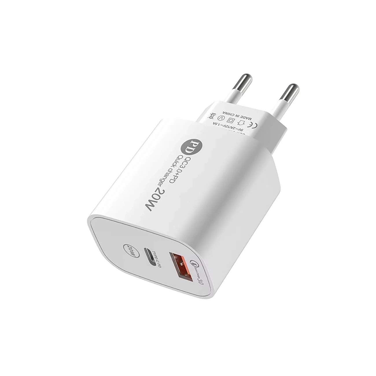 Accesorii telefoane - Încărcător de perete A6MaxL 20W USB-A & USB-C cu cablu USB-C – Lightning de 1m – Alb