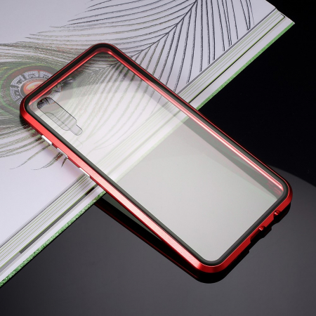 Bumper magnetic sticla fata-spate Samsung A50 - Rosu [2]