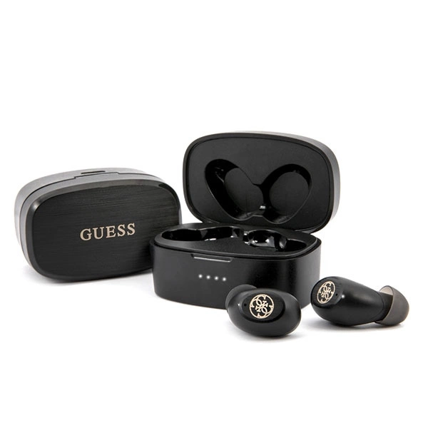 Accesorii telefoane - Căști Bluetooth TWS Guess GUTWSJL4GBK + stație de andocare 4G - negru