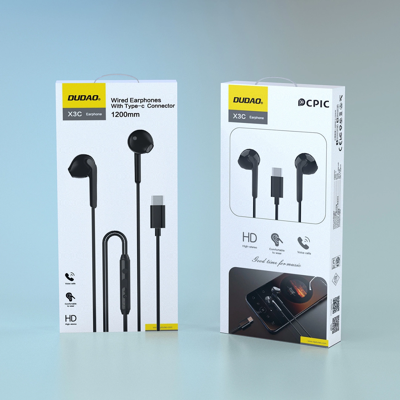 Căști Dudao X3C In-Ear cu fir USB-C 1,2m - Negru [2]