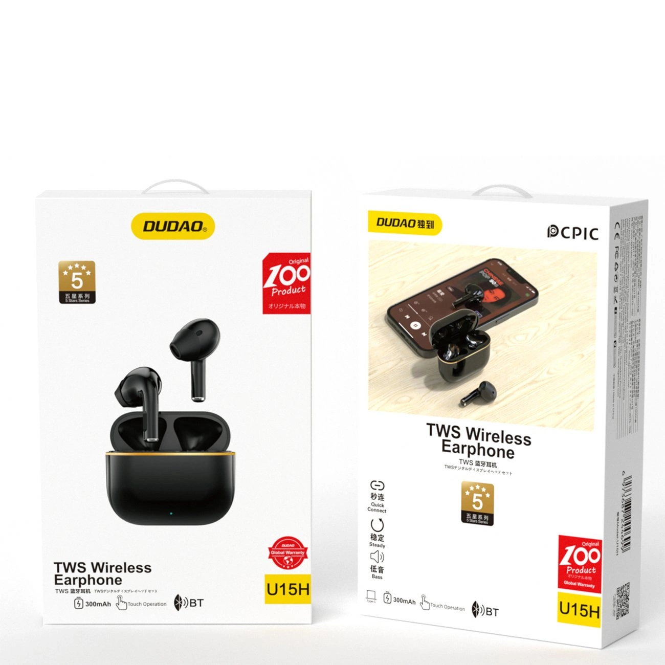 Căști wireless Dudao U15H TWS Bluetooth 5.1 - negre [2]