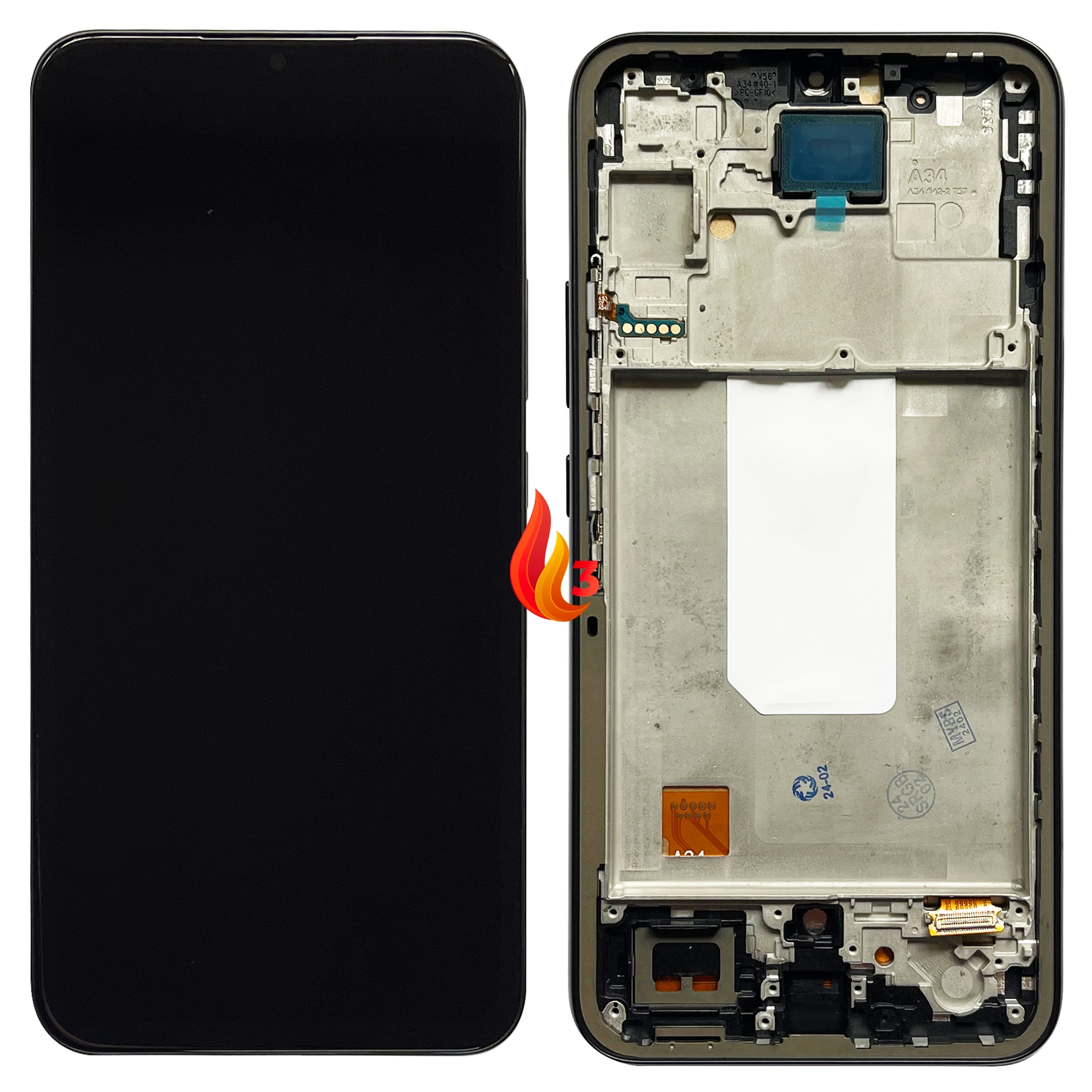 Display telefoane - Display Samsung A34 cu rama OLED, Negru