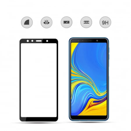 Folie sticla 9D Samsung A7 (2018) - negru [2]