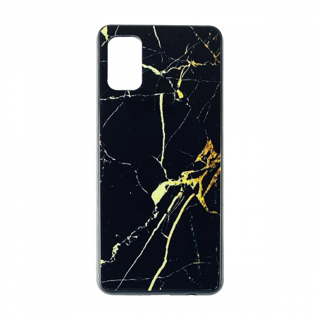 Huse telefoane Samsung - Husa Samsug S20 Ultra silicon cu sticla marmura negru-auriu