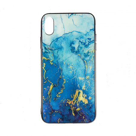 Iphone Xs Max - Husa Iphone XS Max silicon cu sticla marmura