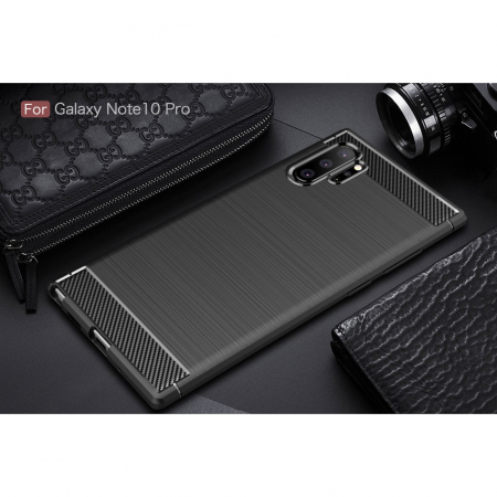Husa silicon carbon Samsung Note 10 plus, Negru [2]