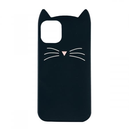 Huse telefoane - Husa silicon pisica Iphone 11 Pro, Negru