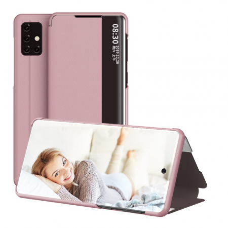 Huse telefoane Huawei - Husa smart clear view Huawei P40 Pro, Rose